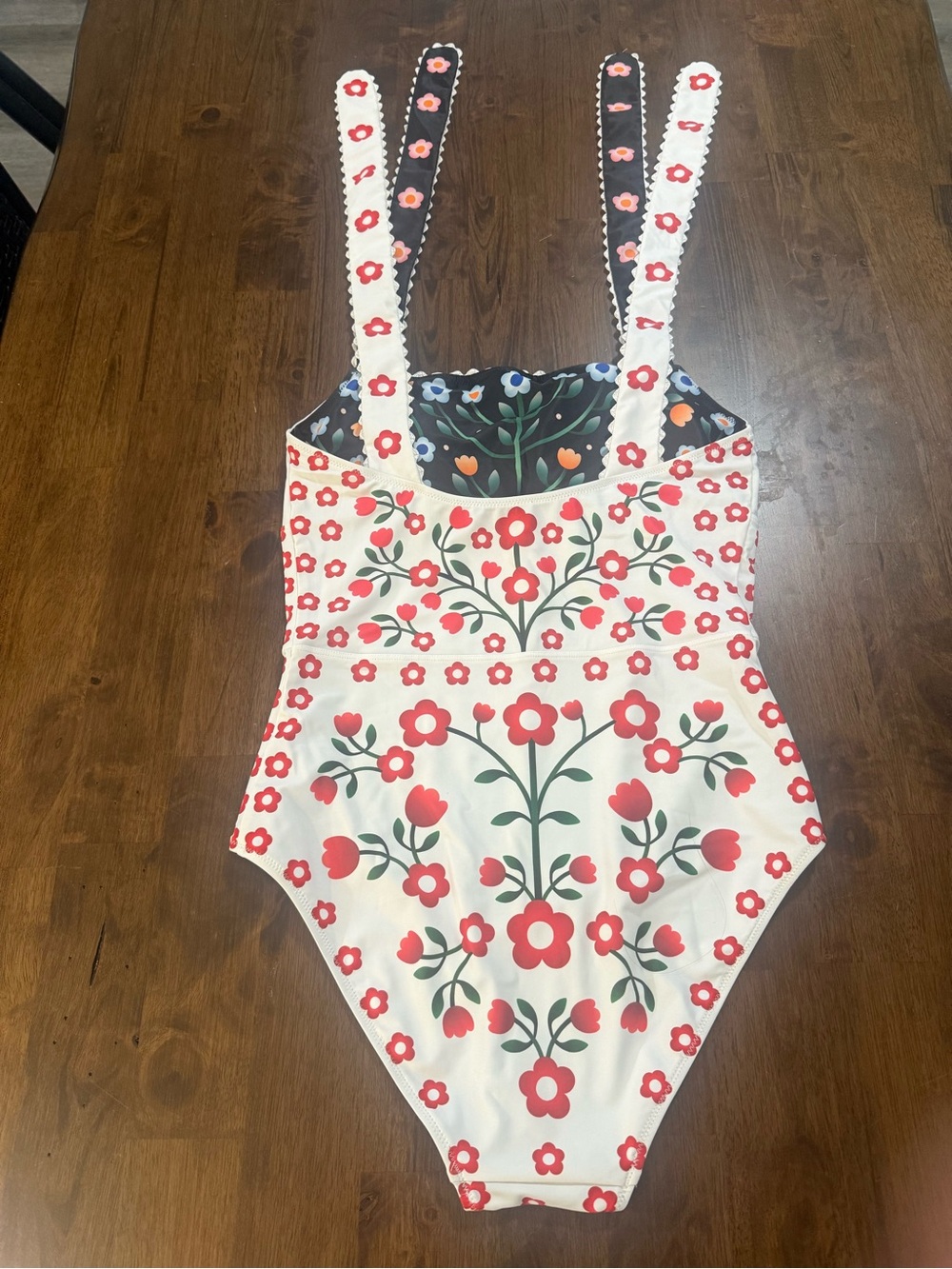 Jessie Zhao Day/Night Garden Reversible One-Piece Swimsuit with Tie Straps - Picture 10 of 14
